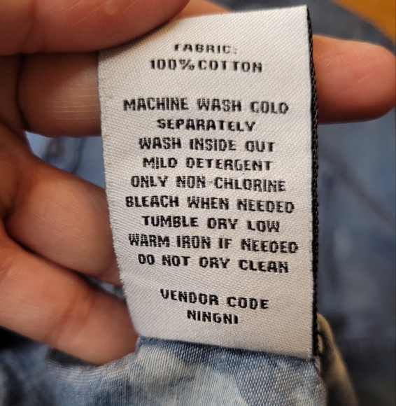 Jeanious Mens Shirt Acid Wash Blue Large Button Down Casual - Picture 2 of 8